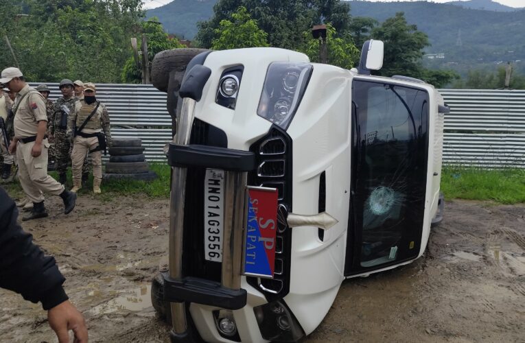Scuffle Breaks Out in Senapati as SP’s Vehicle Damaged During ANSAM-Led Protest