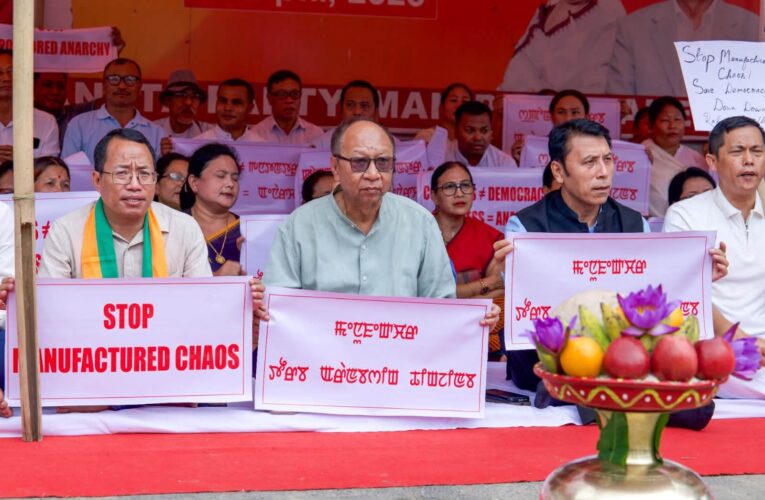 CM Khemchand Leads BJP Protest, Accuses Congress of Fueling Anarchy and Undermining Democracy
